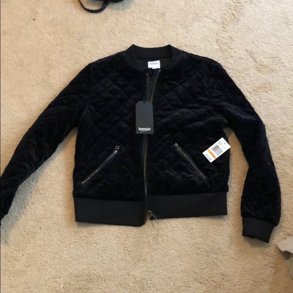 NWT Kensie small velour bomber jacket